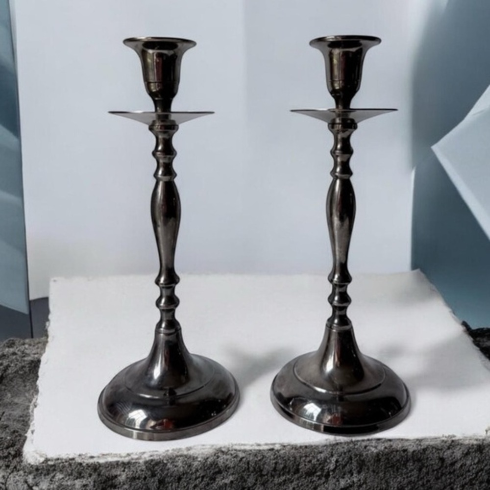 Elegant Silver Candlestick Holders set of 2. 9.5” high